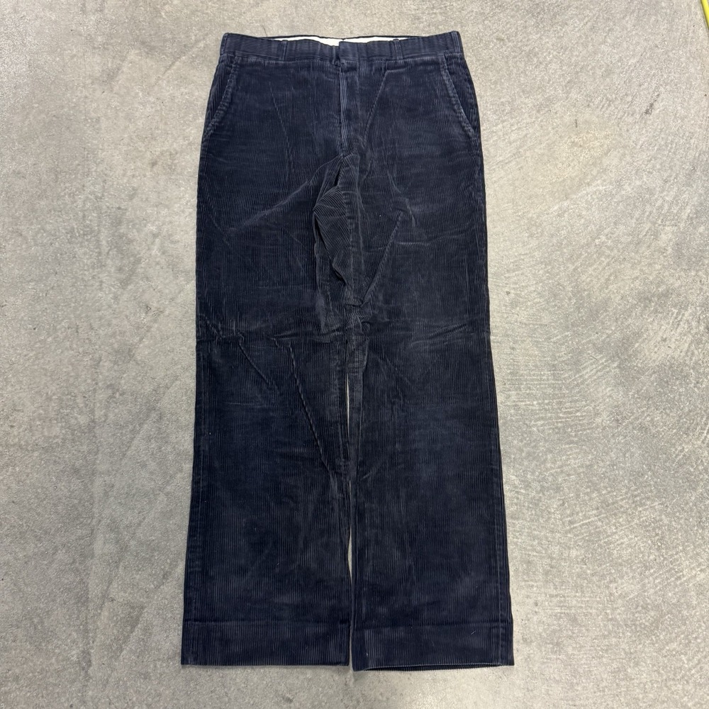 Vintage Lands Ends Corduroy Flare Pants Navy Blue Wide Leg Nautical Preppy 34x30